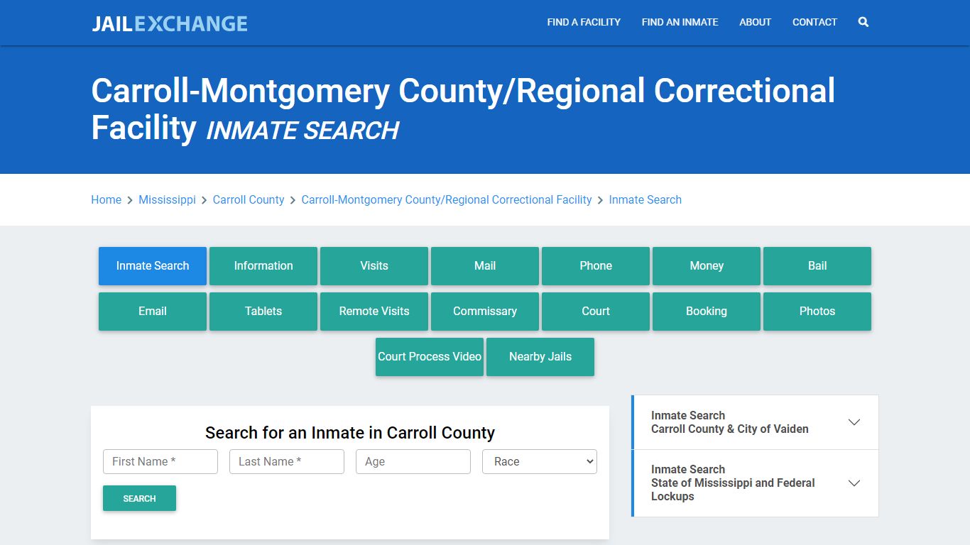 Carroll-Montgomery County/Regional Correctional Facility, MS Inmate ...